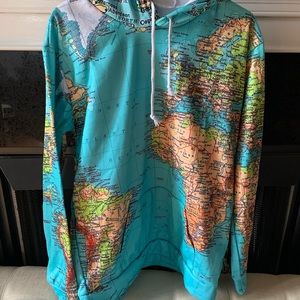 World map men’s 3D hoodie size large left